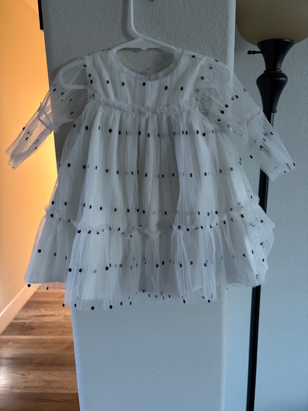 Nordstrom White Tulle Dress with Black Polka Dots